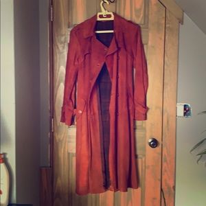 Free People 100% Lamb Skin soft suede trench coat